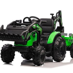 24V Ride on Tractor Trailer Excavator Digger 400w Green Black