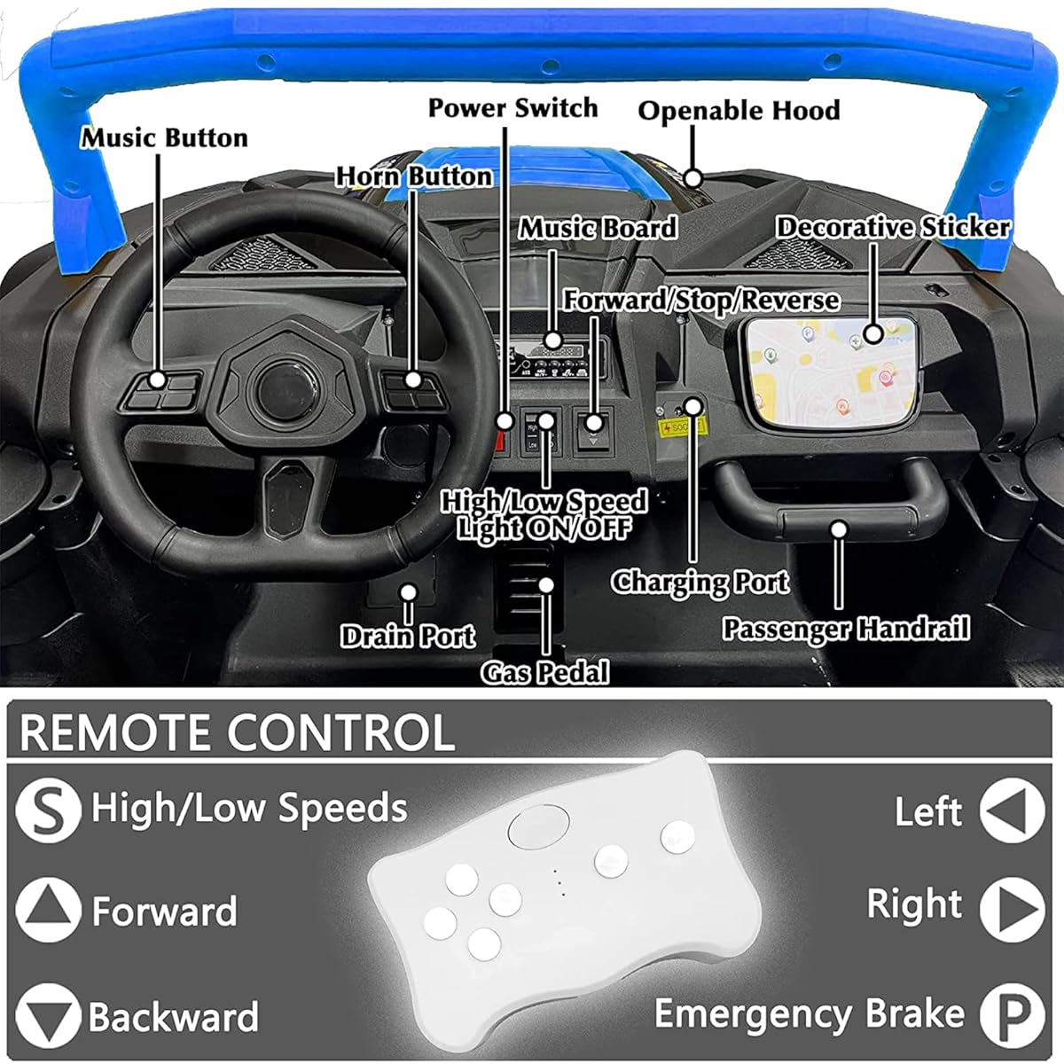A032 RIDE ON 24V CAR BLUE