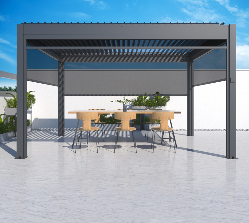 Oitek Premium Aluminium Pergoal Gazebo 4mx4m Double Louvered Charcoal