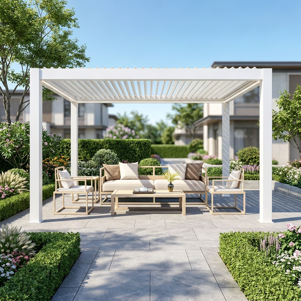 white pergola 4mx3m